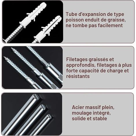 Supports d'étagère murale invisibles Ø8x200mm, Fixation Etagere Invisible, Fixation étagère en Acier Comprenant Rondelles et Chevilles - Capacité de Charge (200MM) (1/3)