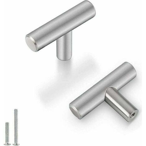 20 boutons de porte de placard modernes en acier inoxydable argenté à un trou LS201BSS (1/4)