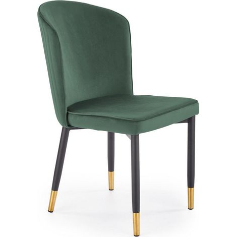 Chaise en velours vert avec dossier enveloppant et pieds en métal ARIEL (1/5)