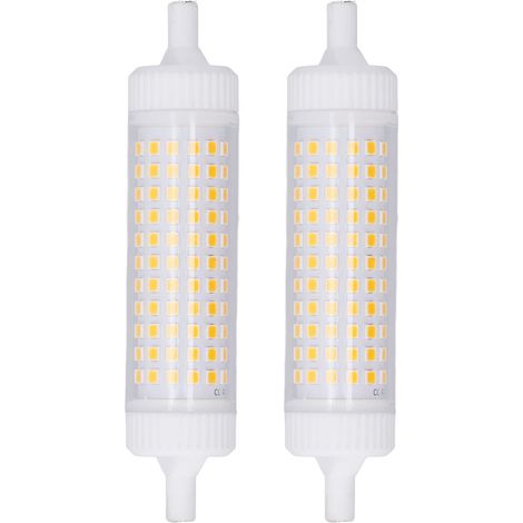 Lot 2 ampoules R7s 15W dimmables – 118mm double extrémité – 154 LED – protection yeux – lampe de scène / lampadaire – 110V – lumière chaude