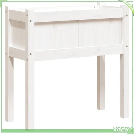 Jardinière - FAFEICY - 837556 - Bois de pin massif - 70 x 31 x 70 cm - Blanc (1/5)