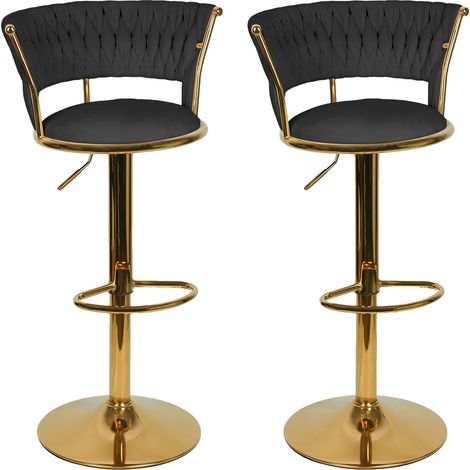 Sgabello da bar, altezza regolabile, girevole a 360°, 82-100 x 25 cm, nero (1/2)