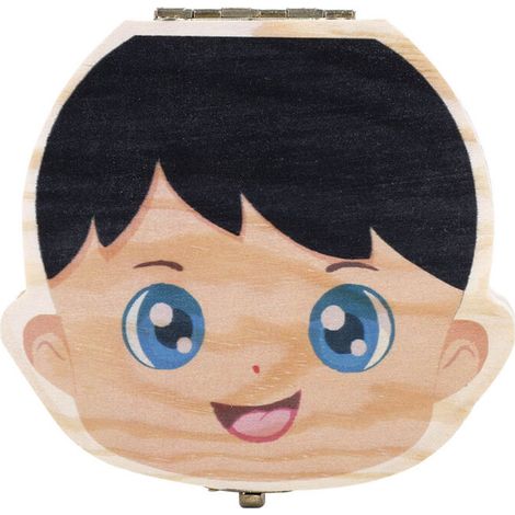 Boîte de rangement en bois pour dents de lait de bébé (Version couleur, garçon) (1/5)