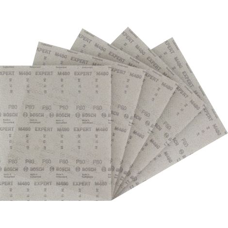 Lot de 5 filets de ponçage M480 (pour peinture sur bois, bois dur, Ø 230 x 280 mm, grain 80, accessoire professionnel, ponceuse orbitale) (1/4)