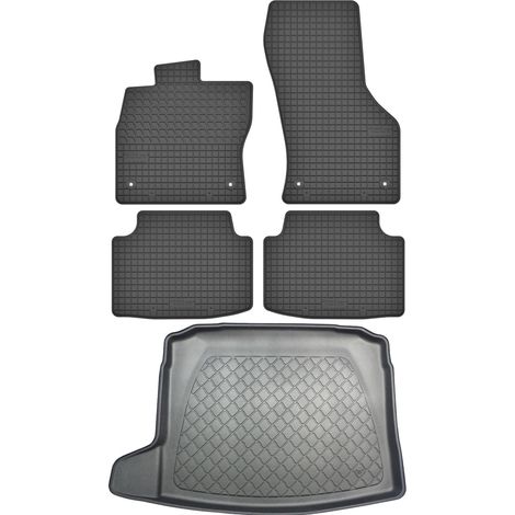 Ensemble de tapis de sol en caoutchouc pour Volkswagen Tiguan II SUV (à partir de mai 2016) + tapis de coffre