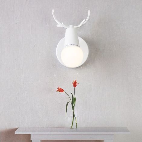 Applique Murale Design Contemporain E27 Luminaire Forme Cerf Lampe de Mur Luminaire Eclairage Blanc (1/5)