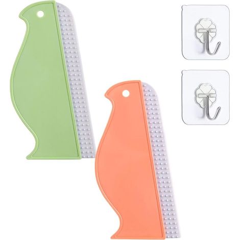 Escobilla de ducha multiusos, 2 escobillas de baño, escobilla de silicona creativa con gancho para cristales, ventanas de baño y limpiaparabrisas de espejos de coche (El Pingüino) (1/5)