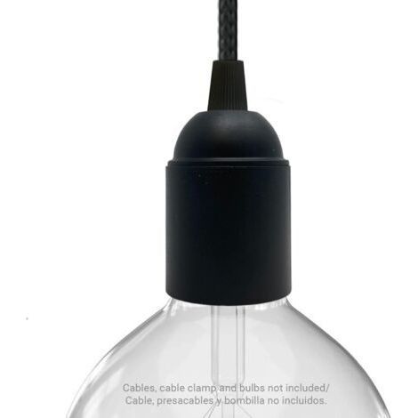 Lot de 10 douilles E27 noires, culot lisse pour ampoules apparentes et filetage E27 épais (1/4)