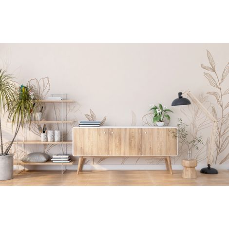 Papier peint fleuri - croquis herbes folles - 150 x 250 cm (1/2)
