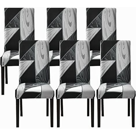Stretch-Stuhlhussen, 6-teilig (Schwarz), universell waschbar, leicht zu reinigen
