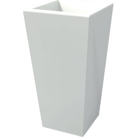 Vaso moderno rettangolare in resina mod. Egizio Liscio h 65 bianco