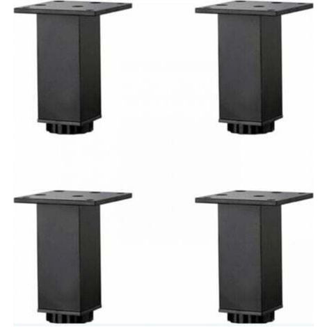 4 Pièces (10cm/3.9in)Pieds de Meubles en Alliage D'aluminium Réglables en Hauteur,Pieds de Table Basse de Canapé,Pieds D'armoire de Salle de Bain de Lavabo,Noir Mat,avec Vis (1/4)