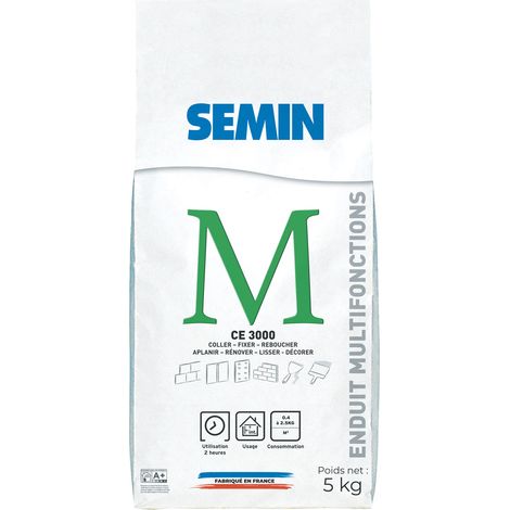 Enduit multifonctions CE 3000 Semin - pour coller, fixer, reboucher, aplanir, lisser et décorer - intérieur - sac de 5 kg (1/6)