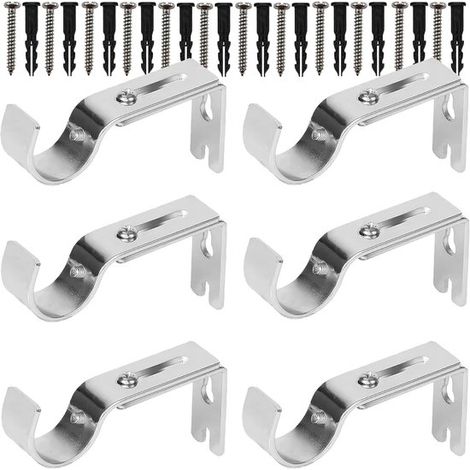 Soportes para barra de cortina ajustable, herrajes, colgador de soporte para barra de cortina de ventana para barra de 1 pulgada (plateado (1/5)