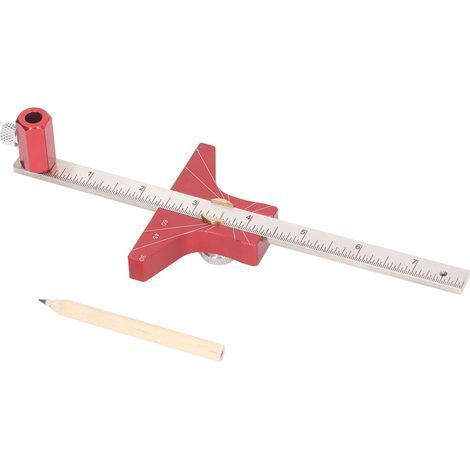 Règle pour le travail du bois, outil de marquage en T transparent à double échelle en alliage d'aluminium pour la mesure (1/5)