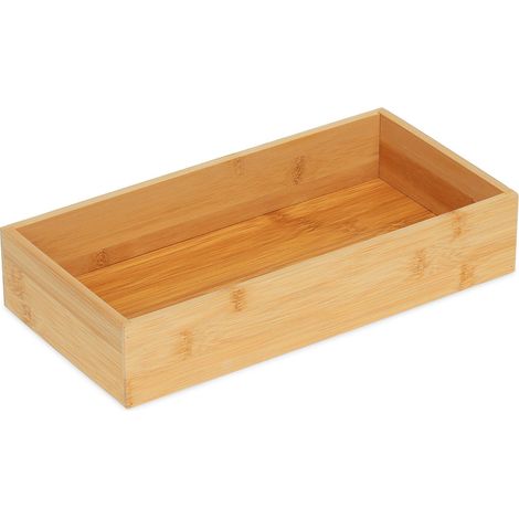 Scatola portaoggetti rettangolare multiuso cucina ufficio bagno 30 x 20 x 10 cm in bambù naturale 130011368
