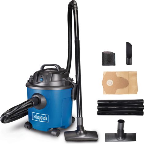 Scheppach Aspirateur eau et poussière NTS16 – Aspirateur d’atelier – 1200 W – Capacité 16 L – Pression 20 kPa – Accessoires inclus – Tuyau d'aspiration 1,8 m – Sac aspirateur et filtre inclus (1/5)