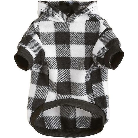 Sweat à capuche à carreaux pour chien, pull en polaire avec capuche et poche