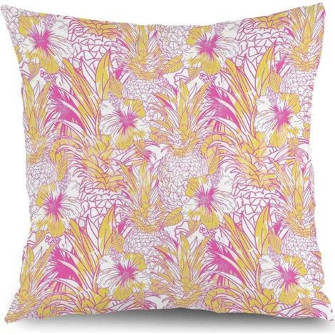 Housse de coussin plantes fleurs papillon, décoration canapé,50×50cm (1/5)
