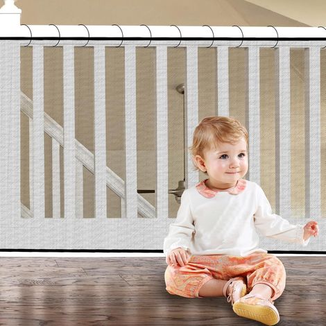de protection d'escalier, 300 x 78 cm, pour enfants, avec corde en nylon, longue sangle à boucle, pour animaux de compagnie, jouets, noir (1/5)