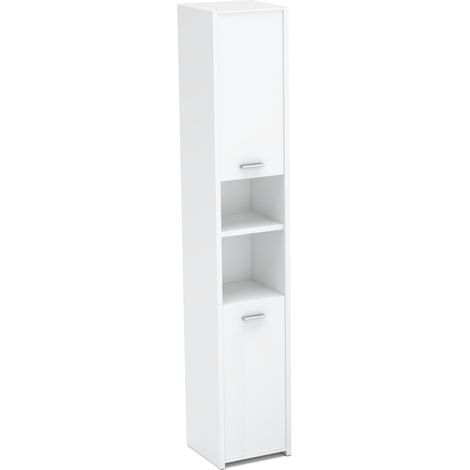 Badezimmerschrank, Stand-Badezimmerschrank, weiß, 6 Regale, Badezimmerschrank