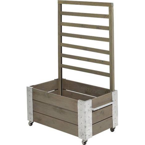 Plus Blumenkasten Cubic 87 x 50 x 130 cm graubraun mit Räder Pflanzkasten (1/3)