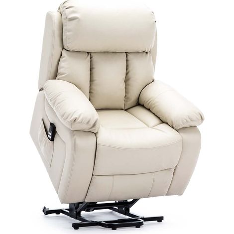 CHESTER CREAM DUAL RISE LEATHER RECLINER CHAIR