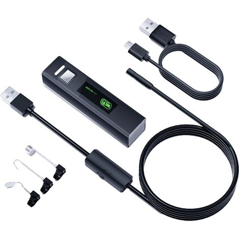 Caméra endoscopique avec lumière pour téléphone portable, caméra d'inspection endoscope avec lumière LED réglable étanche (1/5)