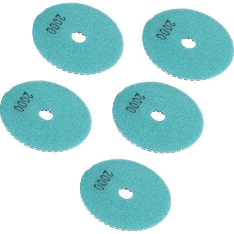 5-teiliges Set mit 4-Zoll-Diamant-Nasspolierpads, weichen Schleifscheiben für Marmor, Granit und Keramik, Körnung 2000 (1/5)