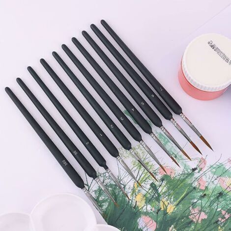 10Pcs Détail Pinceaux Peinture Acrylique - Pinceau Fin Peinture, Pinceau Figurine, Pinceaux Modelisme, Pinceau Aquarelle, Ldéal pour des détails Minutieux et Finition (1/2)
