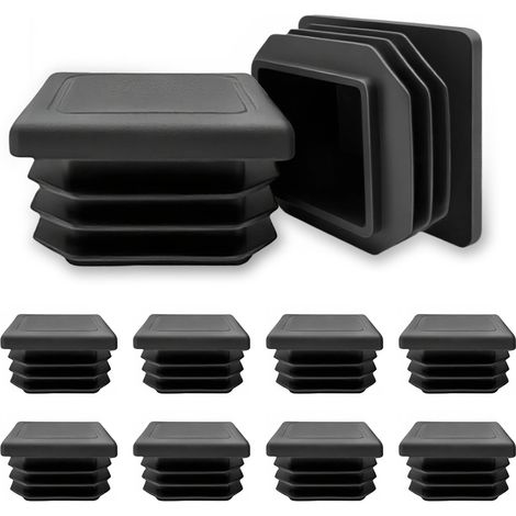 Embouts lamellaires 40x40 mm pour Tube carré – 10 pièces Noires en Plastique PE résistant – Bouchons de Finition pour mobilier, clôture, Structure métallique – Capuchons pour Tube carré extérieur (1/5)