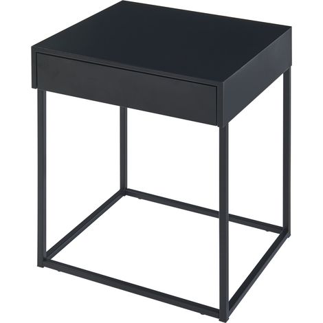 Tavolino con cassetto acciaio 50 x 43 x 41 cm nero opaco 030010947