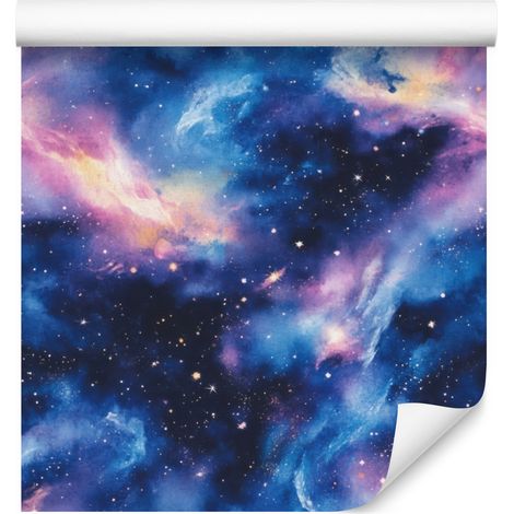 Papel pintado de acuarela azul galaxia y azul, detalles finos, 50x1000 cm (1/5)