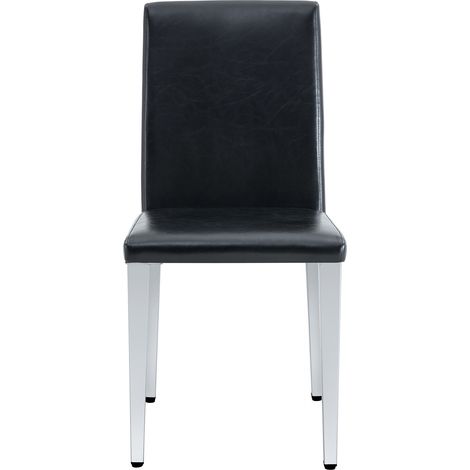 Set di 4 sedie da pranzo minimaliste in PU nero con gambe in metallo argentato MODENUIT (1/5)
