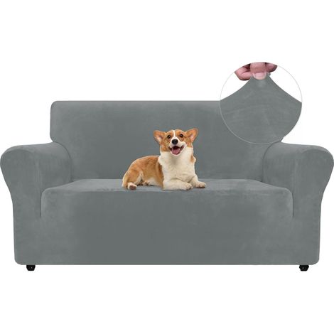 1 Housse de canapé, Velours extensible, Protection animaux, Universel 2 places, Salon (1/5)