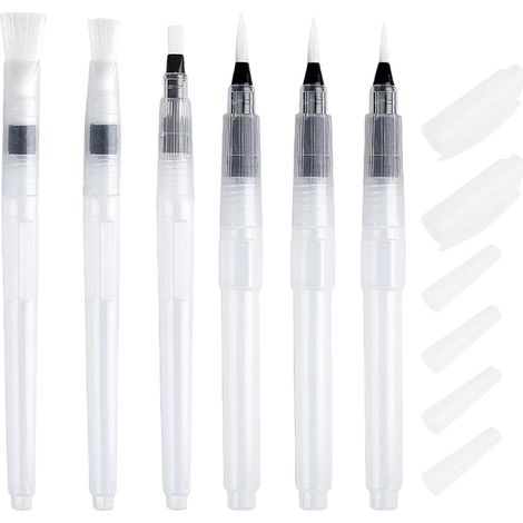 Pinceau Aquarelle Reserve d'eau, 6 pièces, pinceaux à Eau, léger et Durable, Peinture Brosse pour Dessin, pour Aquarelle, pour la Peinture en Voyage (1/5)