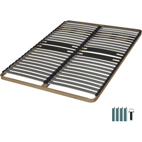 Sommier à lattes + pieds 140x190 C322 - 44 lattes bois - Fabrication française (1/4)