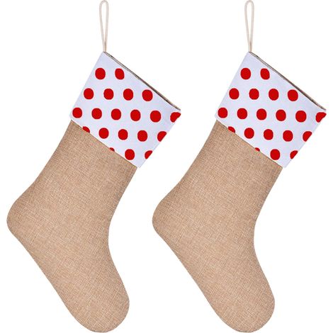 Chaussette De Noël - En Jute - Pour Arbre De Noël Cheminée Fenêtre Décoration Intérieure - 30x45x18 Cm - 2 Pièces (1/5)