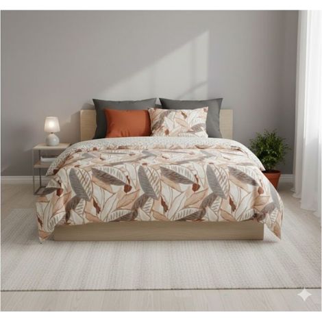 Parure de lit 220 x 240 cm Feuilles graphiques skyra (1/4)