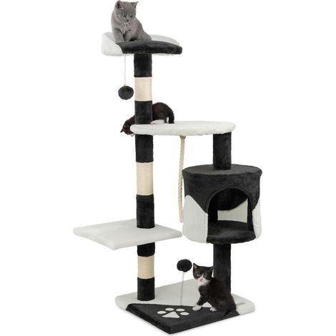 Cat Tree, Height 112 cm, Sisal, Plush, Cave, For Small and Large Cats (1/5)