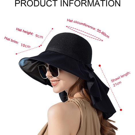 Chapeau Anti-UV - Large Bord - Protection Solaire - Pour Jardinage - Pliable - Avec Rabat Pour La Nuque - 1 Pièce (1/5)