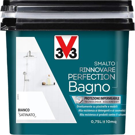 V33 Smalto Rinnovare Perfection Bagno Muri Piastrelle Mobili Reistente Acqua - Colore: Bianco Satinato (1/6)