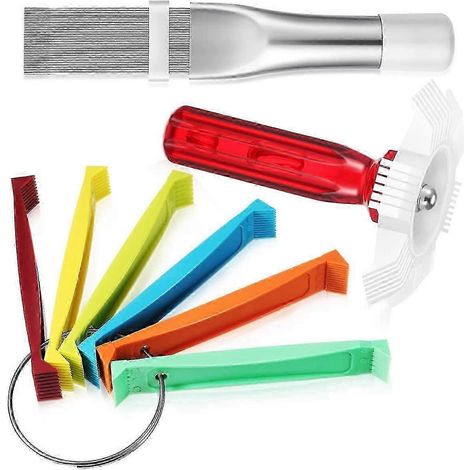 Ensemble de 3 brosses pour climatiseur comprenant un nettoyeur d'ailettes annulaires et un peigne pour ailettes de radiateur - Outils de nettoyage pour climatiseur (1/4)