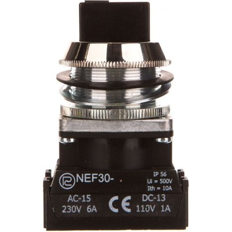 Interrupteur à 3 positions, bouton 30 mm, noir, 2Z, anti-retour, W0-NEF30-TPC 2X S