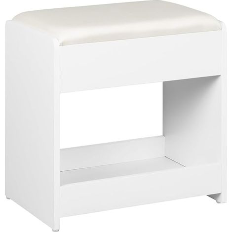 Tabouret de coiffeuse blanc – Chaise rembourrée en pu et particleboard – Dimensions 26x40x40 cm – Confort optimal pour maquillage
