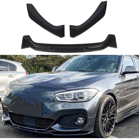 Dreiteiliger Frontstoßstangenspoiler, kompatibel mit BMW 1er F20 F21 LCI M-Paket 2015–2019 (ZST-324), strukturierte Carbonfaser-Oberfläche, übergroße Abmessungen (1/5)