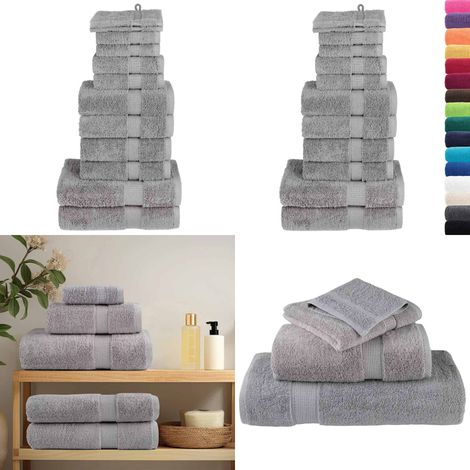 12 tlg. Premium-Handtuch-Set SOLUND Grau 600 g/m² - Premium Handtuch - Baumwolle Handtuch (1/5)