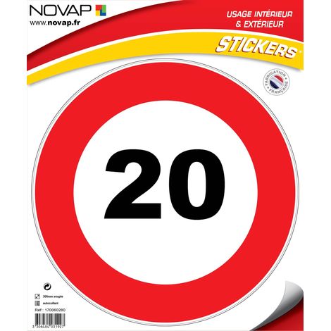 Panneau Vitesse limitée à 20 km/h - Vinyle adhésif Ø300mm - 4031927