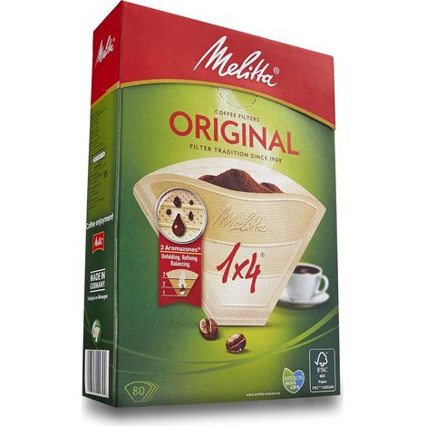 Melitta 80 filtri carta AromaPor 1x4 4 tazze macchina caffè americana universale (1/4)