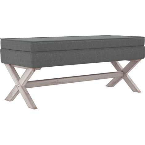 Taburete con almacenaje 110 x 45 x 49 cm tela gris oscuro 020010791